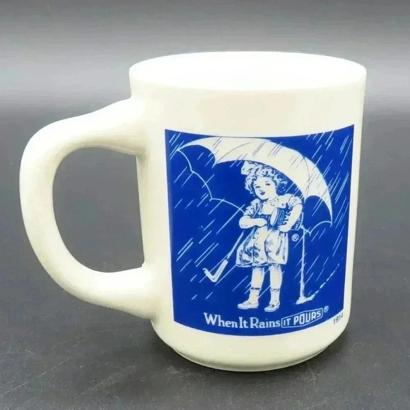 Vintage 1914 Logo Advertising Morton Salt When It Rains It Pours 8 Oz Coffee Mug - Picture 1 of 6